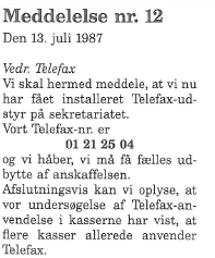 meddelelse om telefax
